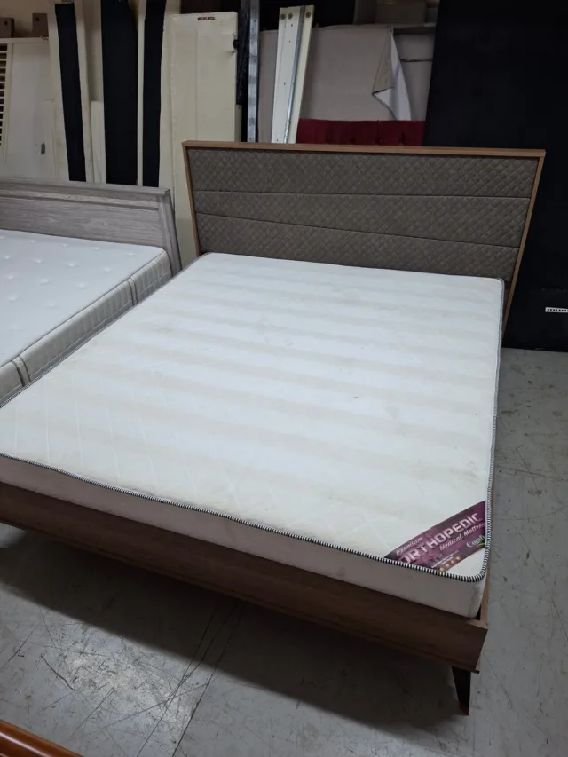 King Bed Frame with Upholstered Headboard and Mattress - Image 2