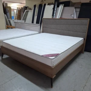 King Bed Frame with Upholstered Headboard and Mattress
